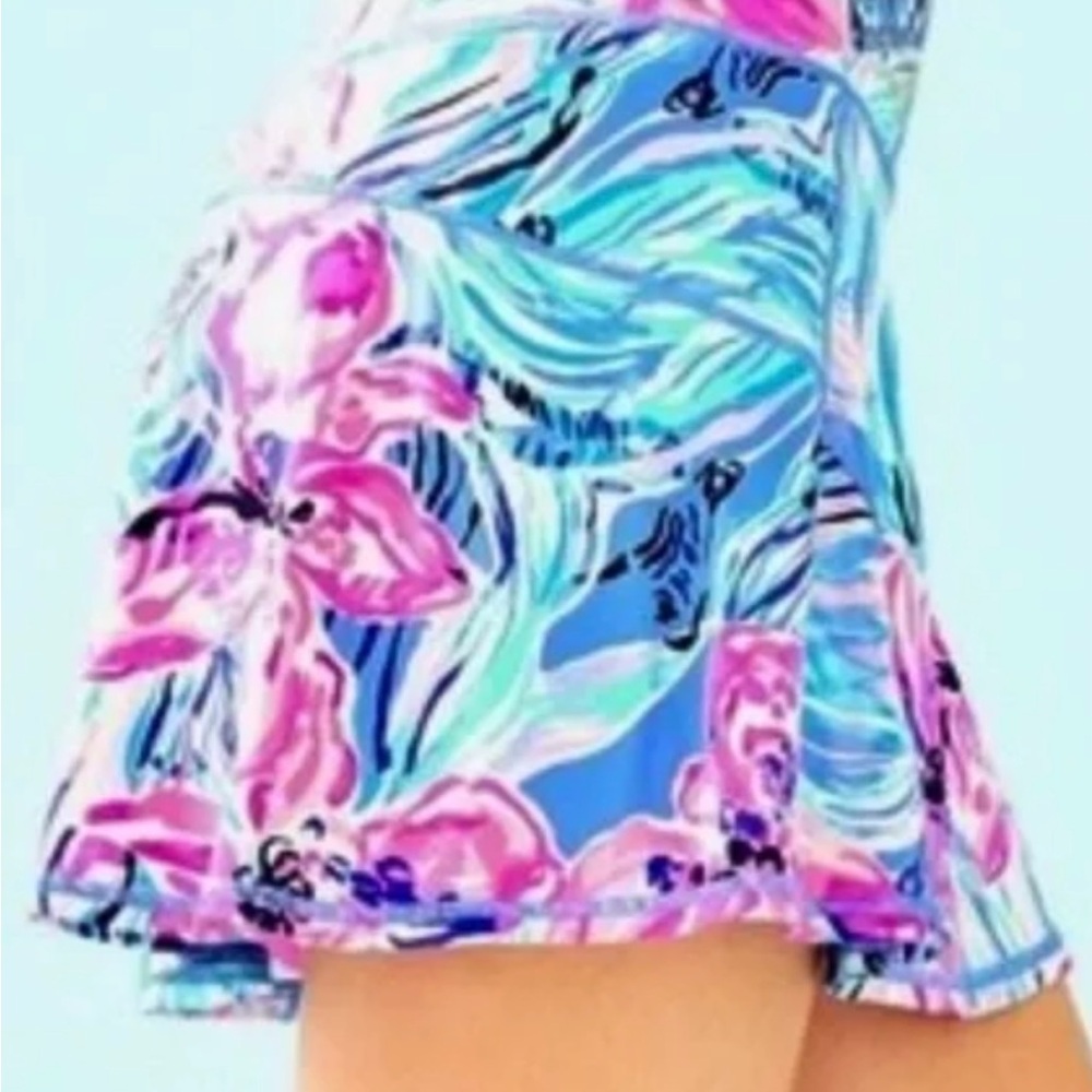 Lilly Pulitzer Blue Multi Floral Mini Cornelia Tennis active Skort size M New WT
